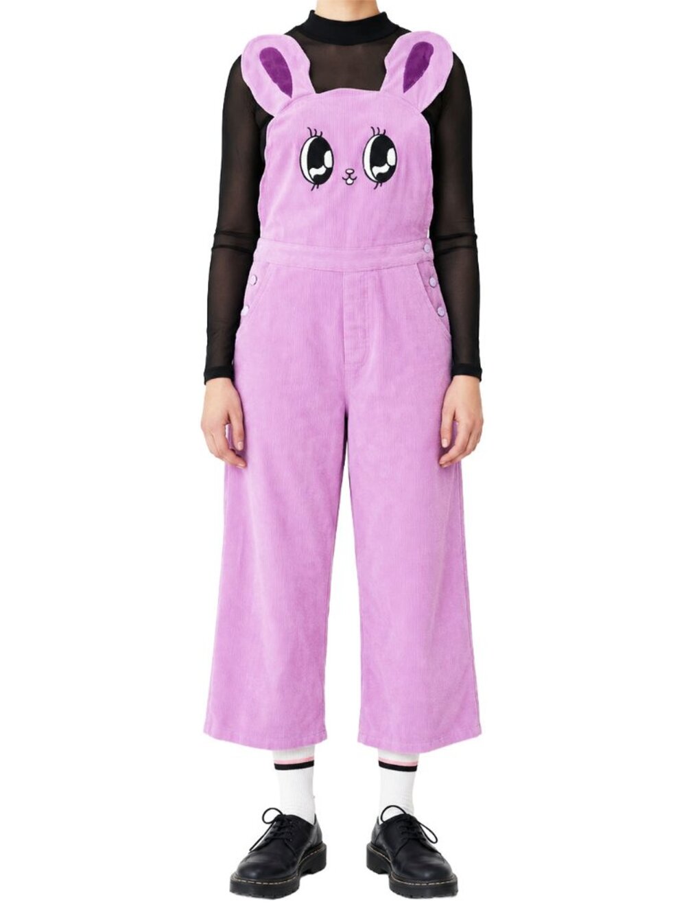 NWT Lazy Oaf x Esther Bunny Overalls Dungarees Purple Corduroy 10